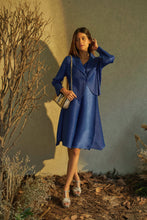 Load image into Gallery viewer, Zouave Pleated Smoked Dress with Bolero Jacket - Cobalt Blue