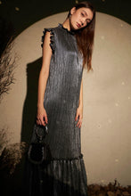Load image into Gallery viewer, Lexus Ruffle High Neck Dress - Silver