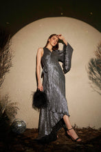 Load image into Gallery viewer, Swish Metallic Wrap Around Dress - Silver
