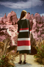 Load image into Gallery viewer, Shirley Stripe Pleated Dress- Black &amp; Red