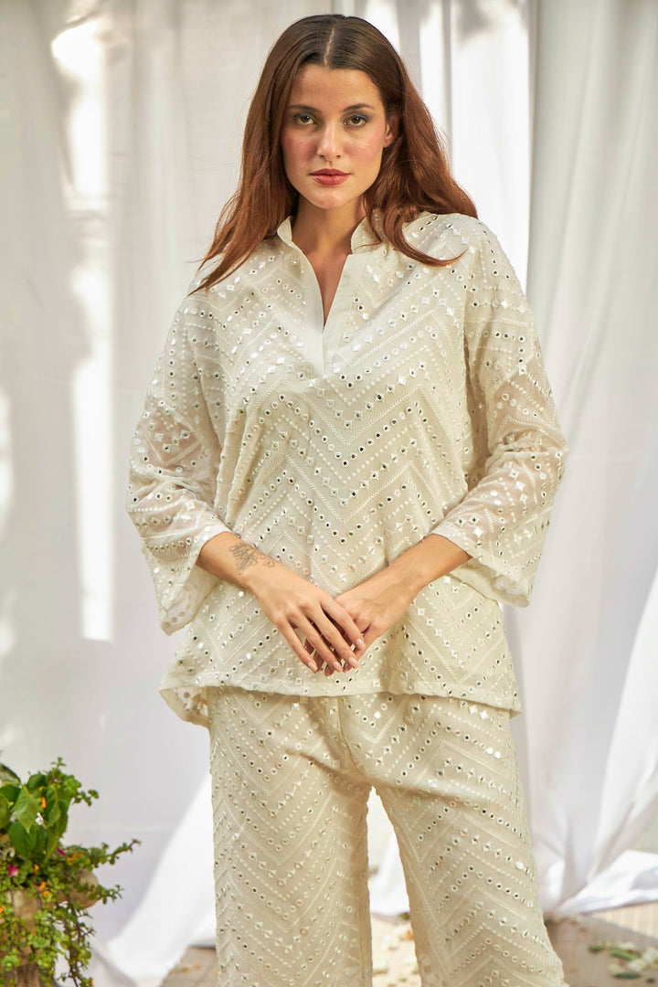 Glass Work Co-ord Set - Pearl