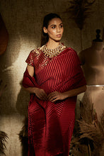 Load image into Gallery viewer, Scintillating Sewed Pleated Saree - Vermillion Red