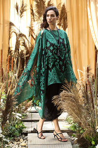 Slip-Easy Dress with Organza Cape - Black and Green