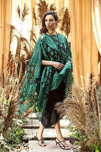 Slip-Easy Dress with Organza Cape - Black and Green