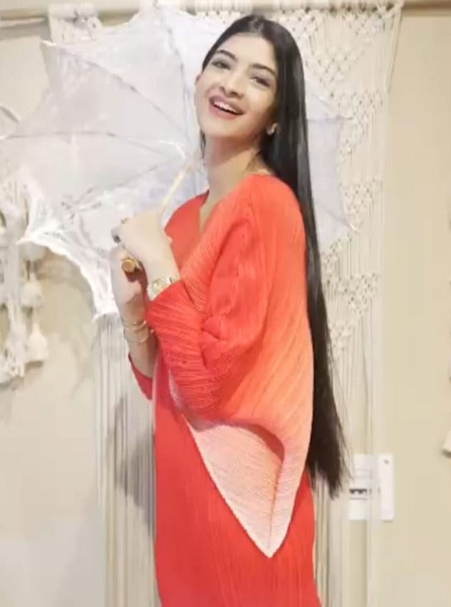 Hanna Khan in our Griffiany Gradient Kimono Kitsch Dress - Red