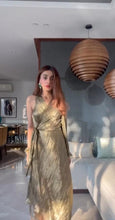 Load image into Gallery viewer, Mehak Jain in our Swish Metallic Wrap Around Dress - Gold