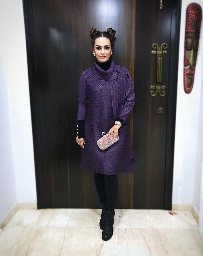 Nisha Rawal in our Serena Scarf Dress - Purple
